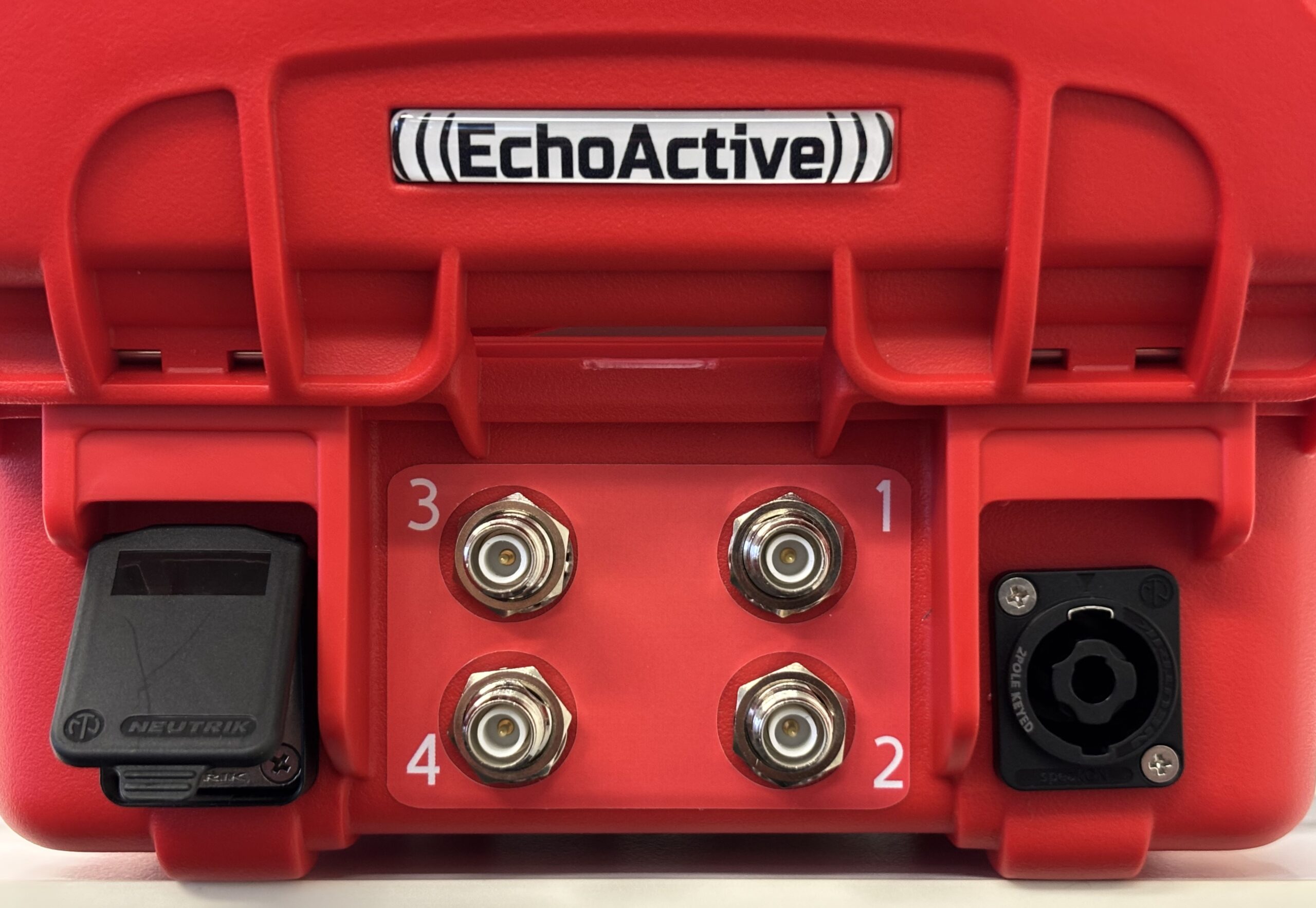 The four UHF antenna ports on an EchoActive base unit